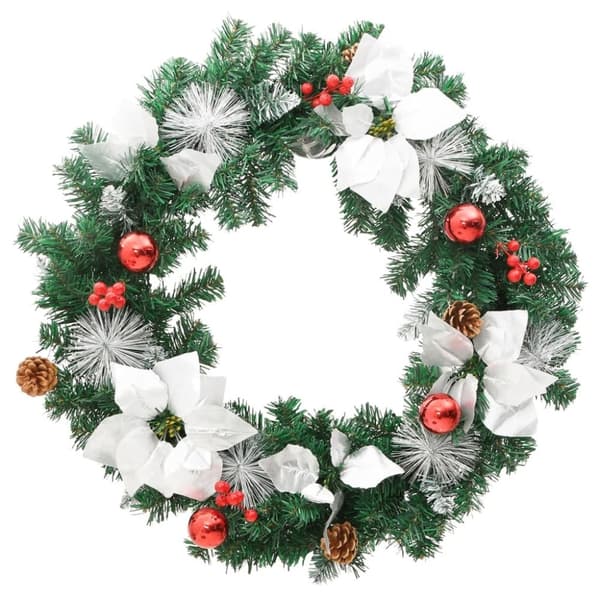 vidaXL julekrans med LED-lys 60 cm PVC grøn