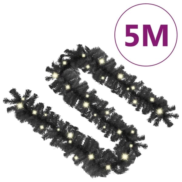 vidaXL juleguirlande med LED-lys 5 m sort