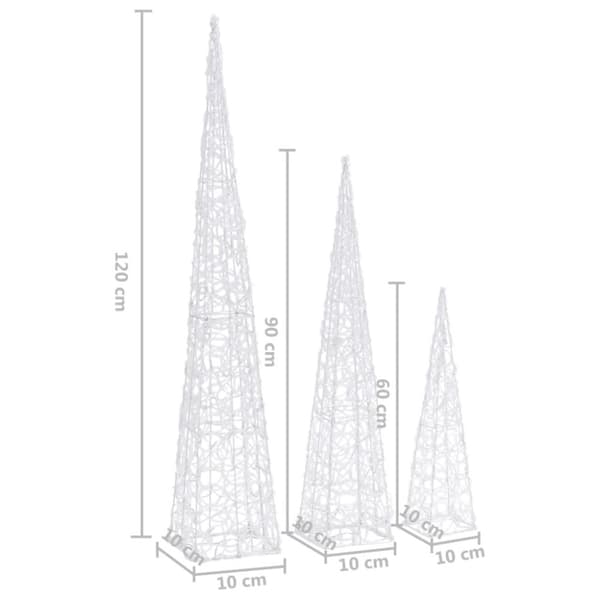 vidaXL Dekorativt LED lyskjeglesett i akryl blå 60/90/120cm
