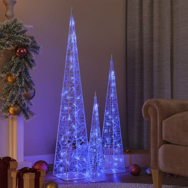 vidaXL Dekorativt LED lyskjeglesett i akryl blå 60/90/120cm