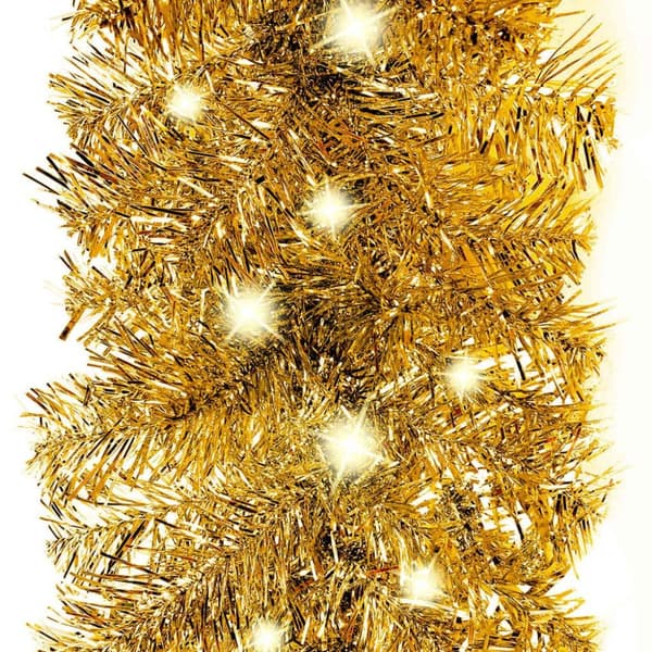 vidaXL Julgirlang med LED-lampor 10 m guld