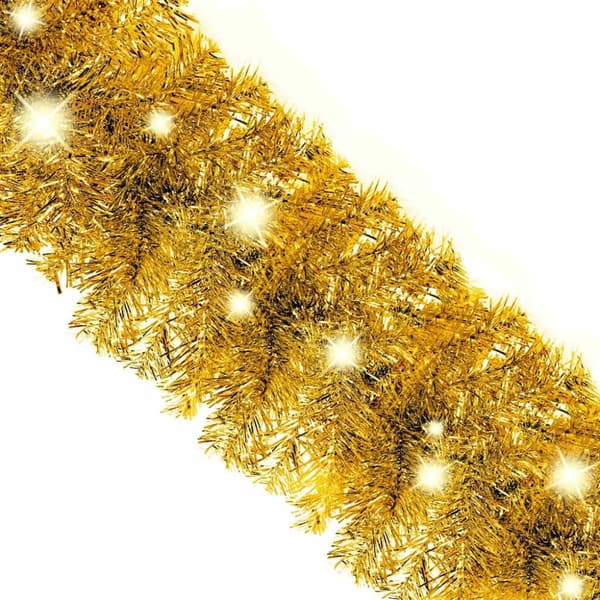 vidaXL Julgirlang med LED-lampor 10 m guld
