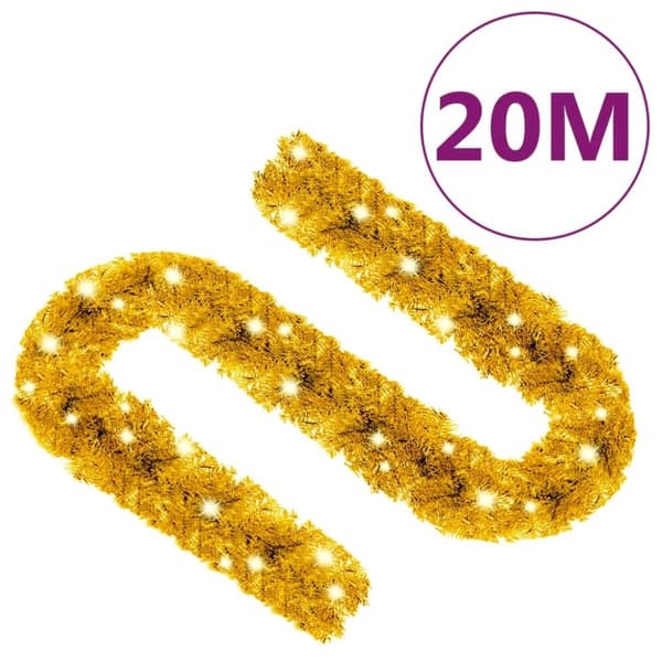 vidaXL Julgirlang med LED-lampor 20 m guld