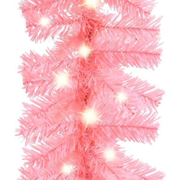 vidaXL Julgirlang med LED-lampor 5 m rosa