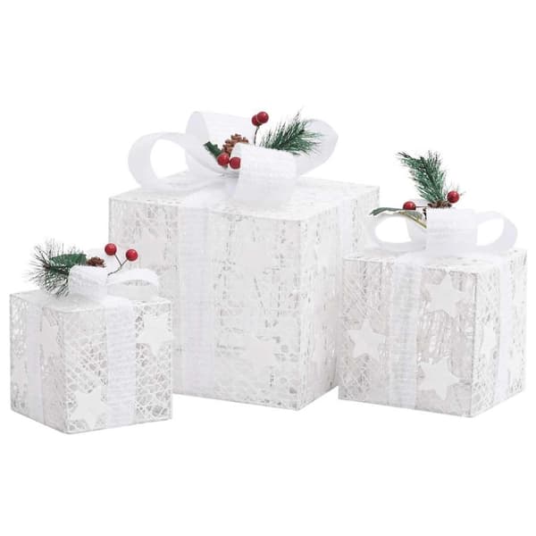 vidaXL Juldekoration julklappar 3 st vit ute/inne