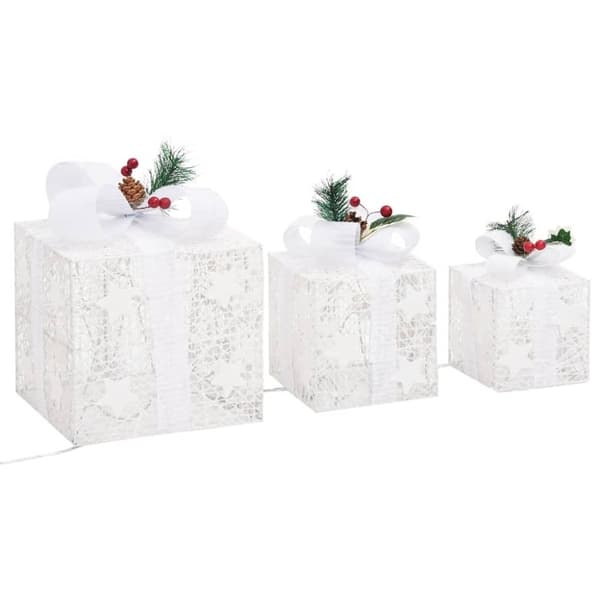 vidaXL Juldekoration julklappar 3 st vit ute/inne