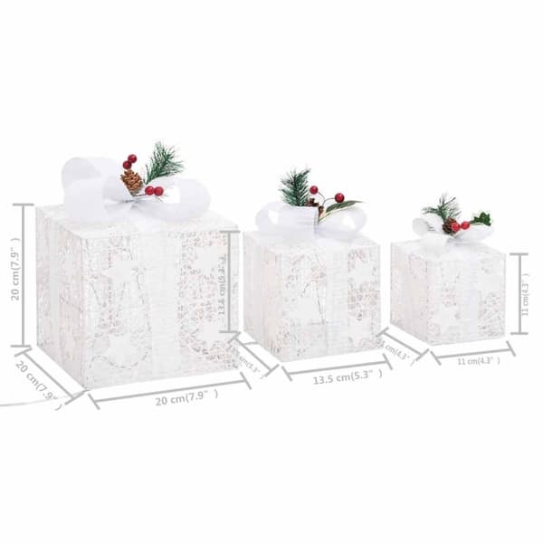 vidaXL Juldekoration julklappar 3 st vit ute/inne