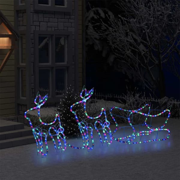 vidaXL Poro ja reki joulukoriste ulkokäyttöön 576 LED-valoa
