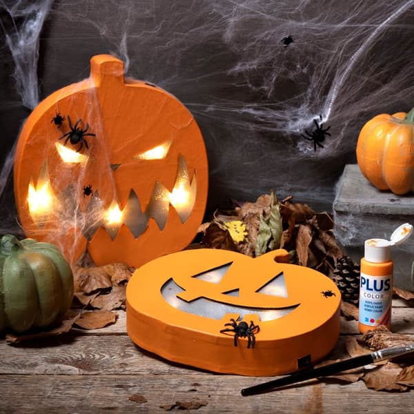 Pumpa med belysning - Läskig - Höjd: 25 cm