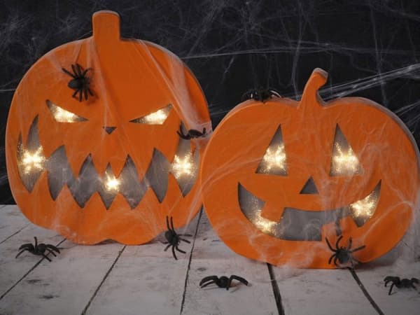 Pumpa med belysning - Läskig - Höjd: 25 cm