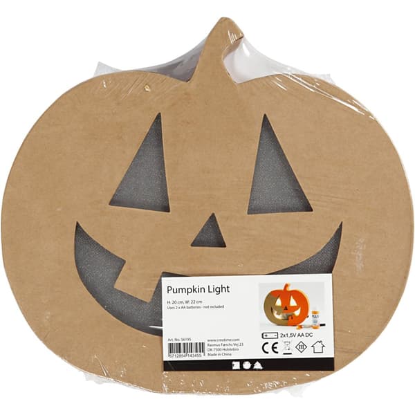 Pumpa med belysning - Glad - Höjd: 20 cm