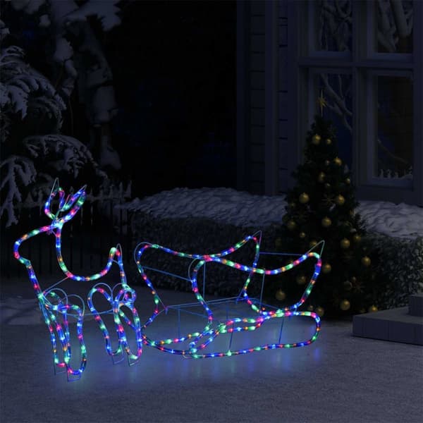 vidaXL Poro ja reki joulukoriste ulkokäyttöön 252 LED-valoa