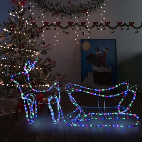 vidaXL Poro ja reki joulukoriste ulkokäyttöön 252 LED-valoa