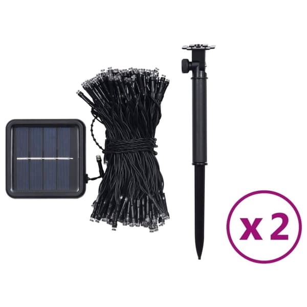 vidaXL Soldriven ljusslinga 2 st 2x200 lysdioder blå inne/ute