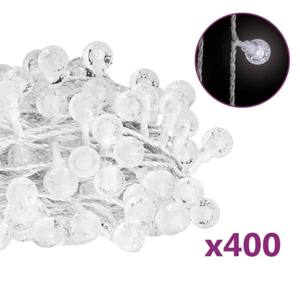 vidaXL Eventyrlysslynger 40 m 400 LED kaldhvitt 8 funksjoner