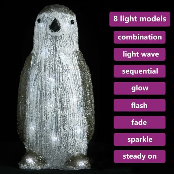 vidaXL LED-pingvinfigur akryl innendørs og utendørs 30 cm