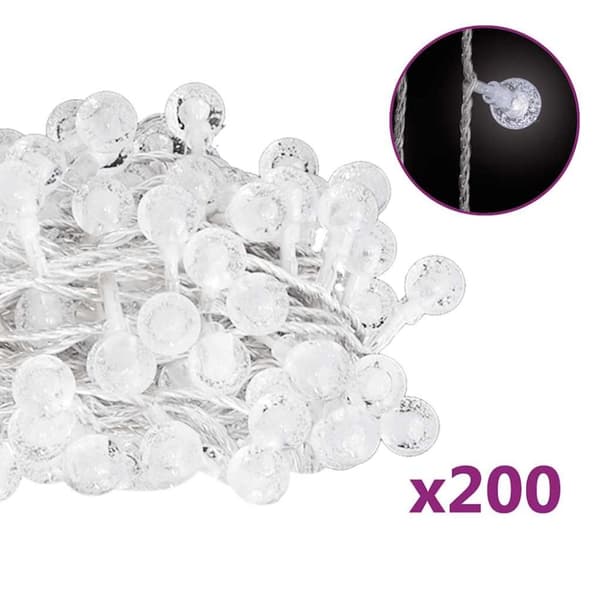 vidaXL Eventyrlysslynger 20 m 200 LED kaldhvitt 8 funksjoner
