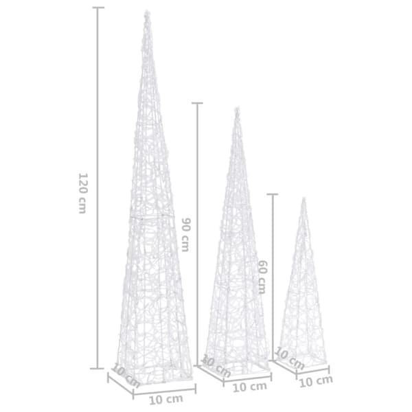 vidaXL Ljuskoner LED set akryl flerfärgad 60/90/120 cm