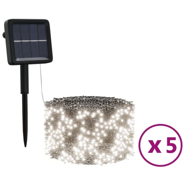 vidaXL Aurinkoenergia keijuvalot 5kpl 5x200 LED kylmä valk. sisä/ulko