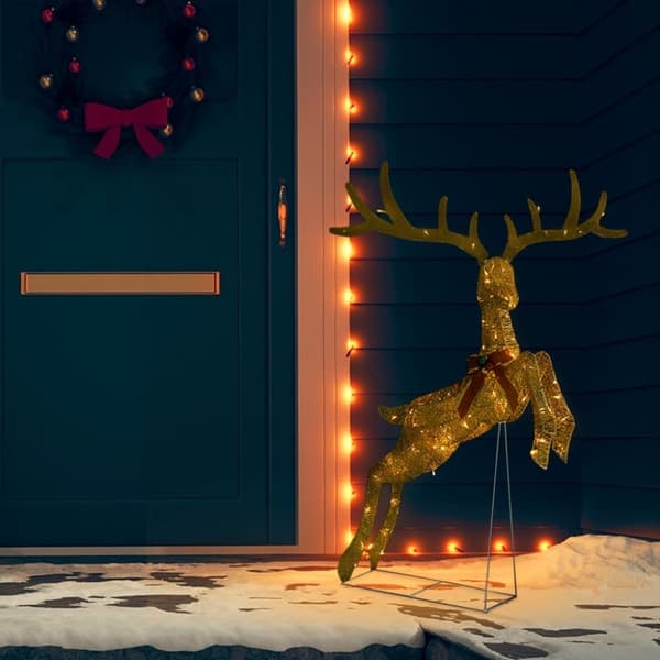 vidaXL Lentävä poro joulukoriste 120 LED-valoa kulta lämmin valkoinen