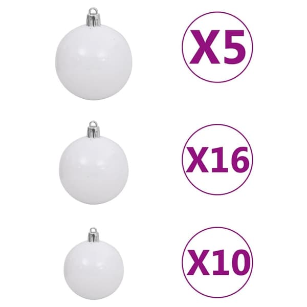 vidaXL 120-osainen Joulupallosetti latvalla 300 LED-valoa valk./harmaa