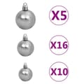 Pikkukuva 10 / 10: vidaXL 120-osainen Joulupallosetti latvalla 300 LED-valoa valk./harmaa