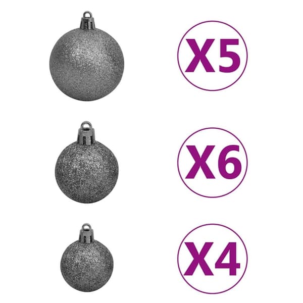 vidaXL julekuglesæt med topspir 61 dele 150 LED'er hvid og grå