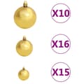 Miniatyrbild 7 av 10: vidaXL Julgranskulor 120 st med spira och 300 LED guld och brons