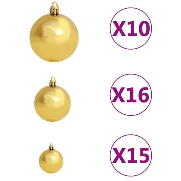 vidaXL Julgranskulor 120 st med spira och 300 LED guld och brons