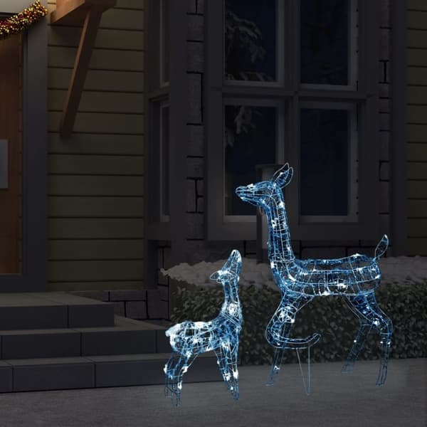 vidaXL Juldekoration renfamilj akryl 160 LED kallvit