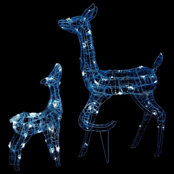 vidaXL Juldekoration renfamilj akryl 160 LED kallvit