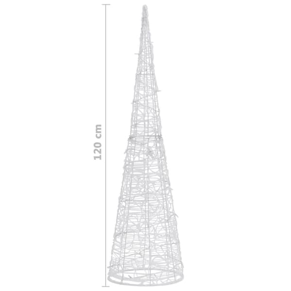 vidaXL dekorativ lyspyramide LED 120 cm akryl kold hvid