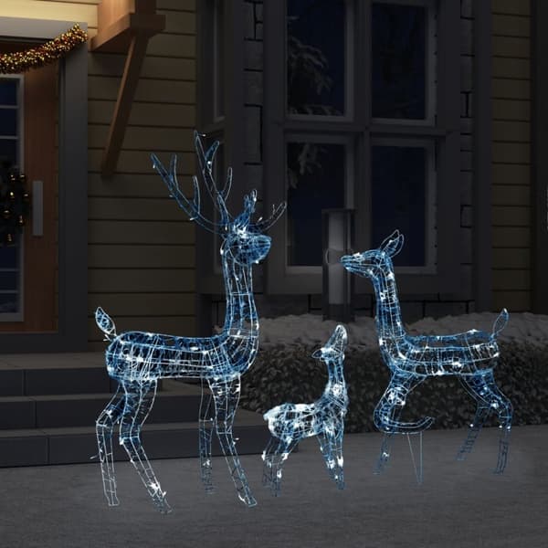 vidaXL Julereinsdyrfamilie akryl 300 LED 160 cm kaldhvitt