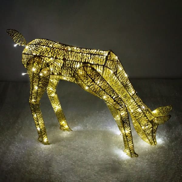 Light-Up Reindeer Gold Grazing Doe 60cm | MonsterShop