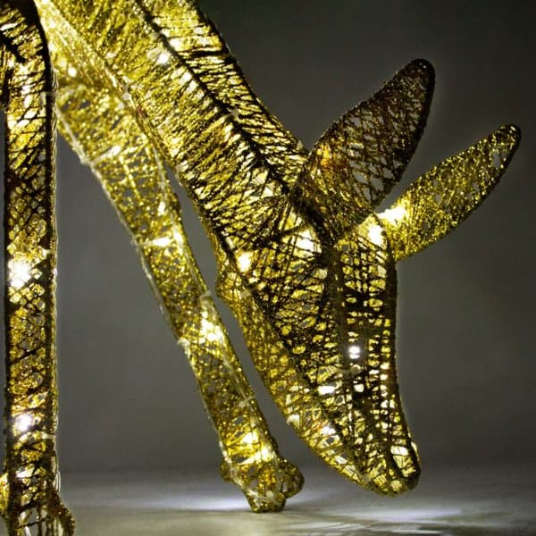 Julepynt- 2 Oplyste Rensdyr i Guld | MonsterShop