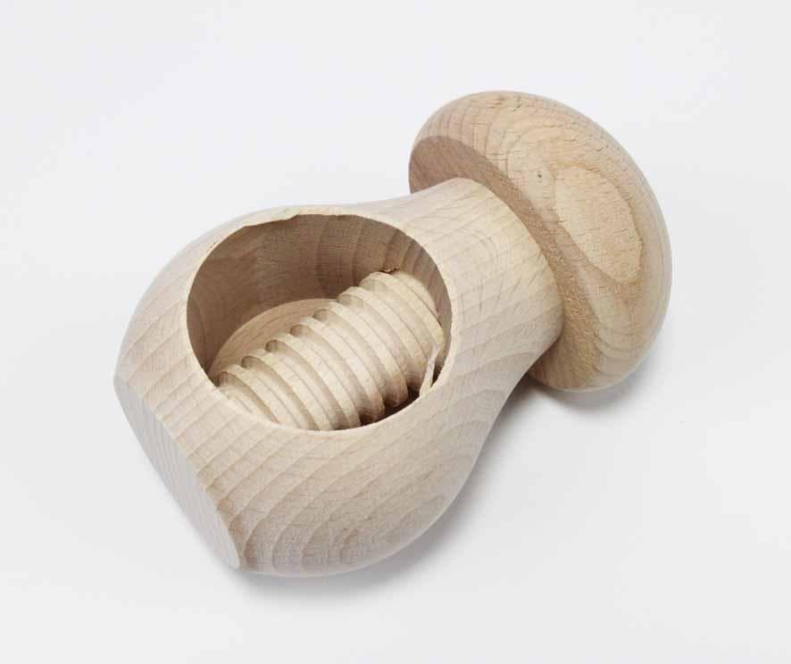 Nötknäckare/Nötkross/Nötknäppare med skruv, tillverkad i trä (bok), 10x6cm (4cm nöthål)