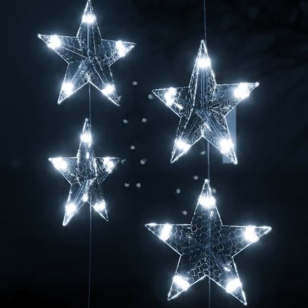 vidaXL LED-lysgardin med stjerner 200 LED'er 8 funktioner kold hvid