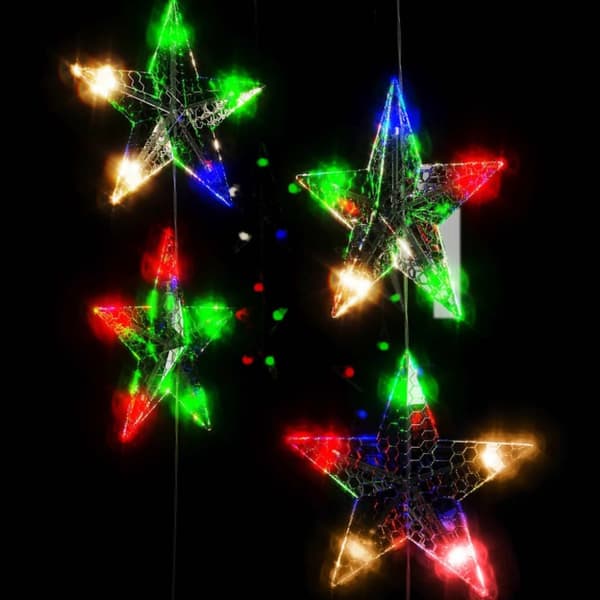 vidaXL LED-lysgardin m. stjerner 200 LED'er 8 funktioner farverigt lys
