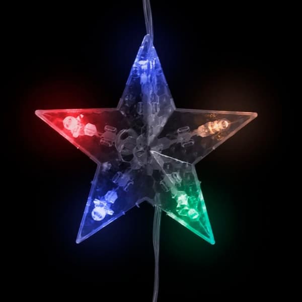 vidaXL LED-lysgardin m. stjerner 200 LED'er 8 funktioner farverigt lys