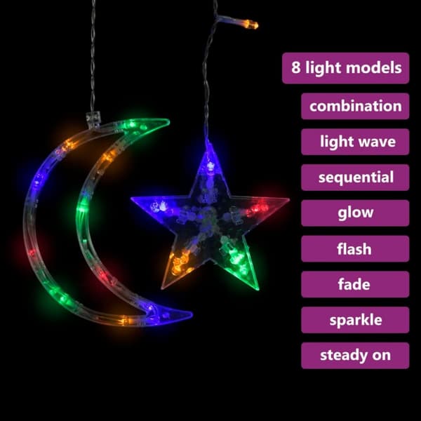 vidaXL fairy lights-lyskæder stjerne og måne 138 LED'er flerfarvet