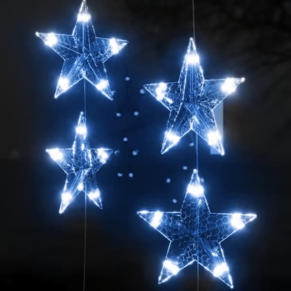 vidaXL LED-lysgardin med stjerner 200 LED'er 8 funktioner blåt lys