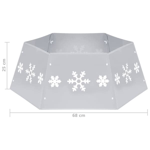 vidaXL skjuler til juletræsfod Ø68x25 cm sølvfarvet og hvid