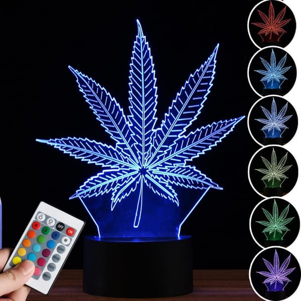Kaukosäädin 16 väriä Maple Leaf 3D LED vaihtava kosketusvalo USB-lamppu