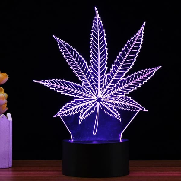 Kaukosäädin 16 väriä Maple Leaf 3D LED vaihtava kosketusvalo USB-lamppu