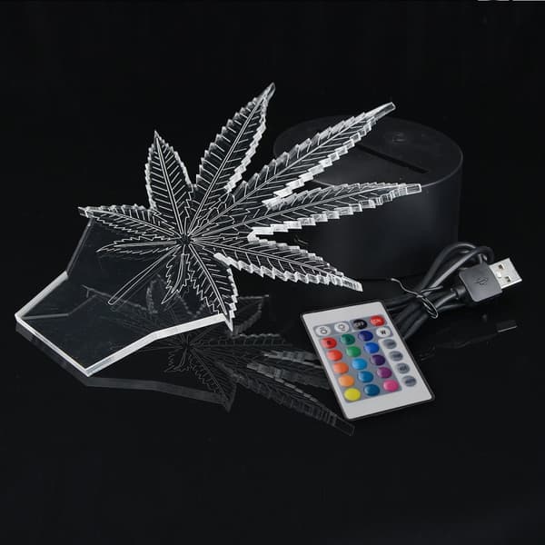 Kaukosäädin 16 väriä Maple Leaf 3D LED vaihtava kosketusvalo USB-lamppu