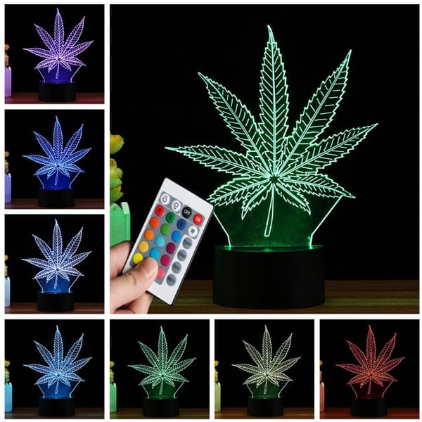 Fjernbetjening 16 farver Maple Leaf 3D LED-skiftende berøringslys USB-lampe