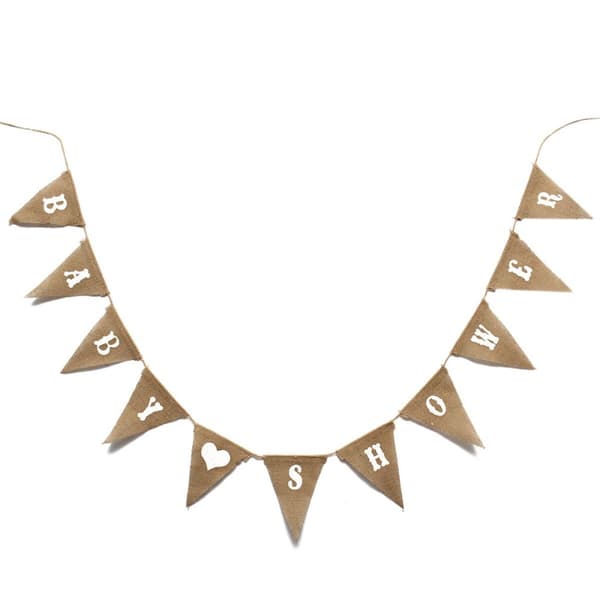 Baby Shower Burlap Bunting Banner Hängande Flagga Foto rekvisita Festdekoration