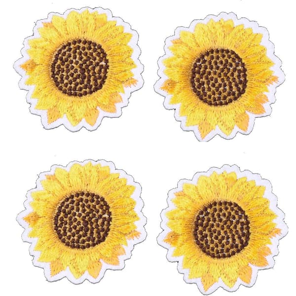 broderad tygmärken 4 solros blomma