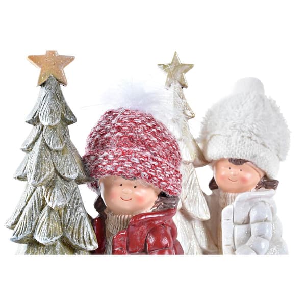 Julgranskula DKD Home Decor Polyester Harts Glitter Pojkar (17 x 11 x 27,5 cm) (2 antal)