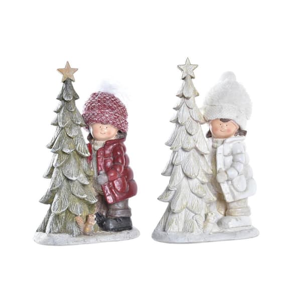 Julgranskula DKD Home Decor Polyester Harts Glitter Pojkar (17 x 11 x 27,5 cm) (2 antal)